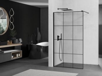 MEXEN/S - KIOTO Sprchová zástena WALK-IN 120x200 cm 8 mm, čierna, čierny vzor 1 800-120-101-70-77