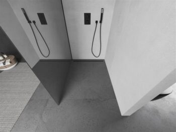 MEXEN/S - KIOTO Sprchová zástena WALK-IN 120x200 cm 8 mm, čierna, zrkadlové sklo 800-120-101-70-50