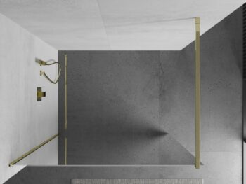 MEXEN/S - KIOTO Sprchová zástena WALK-IN 120x200 cm 8 mm, zlatá, zrkadlové sklo 800-120-101-50-50
