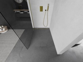 MEXEN/S - KIOTO Sprchová zástena WALK-IN 50x200 cm 8 mm, zlatá, transparent 800-050-101-50-00