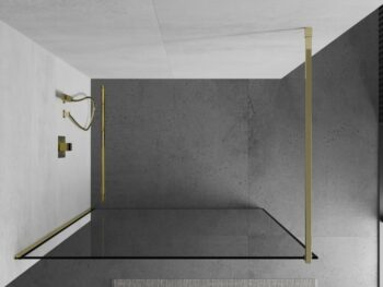 MEXEN/S - KIOTO Sprchová zástena WALK-IN 60x200 cm 8 mm, zlatá, čierny profil 800-060-101-50-70