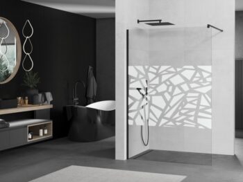 MEXEN/S - KIOTO Sprchová zástena WALK-IN 70x200 cm 8 mm, čierna, biely vzor 800-070-101-70-85