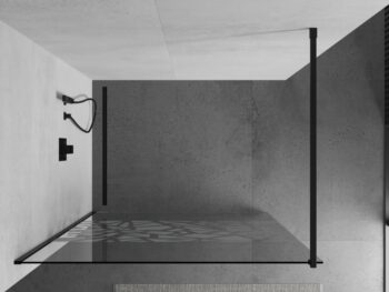 MEXEN/S - KIOTO Sprchová zástena WALK-IN 70x200 cm 8 mm, čierna, biely vzor 800-070-101-70-85