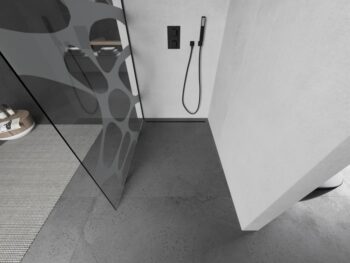 MEXEN/S - KIOTO Sprchová zástena WALK-IN 70x200 cm 8 mm, čierna, biely vzor 800-070-101-70-97