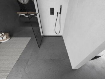 MEXEN/S - KIOTO Sprchová zástena WALK-IN 70x200 cm 8 mm, čierna, čierny vzor 1 800-070-101-70-77
