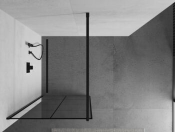 MEXEN/S - KIOTO Sprchová zástena WALK-IN 70x200 cm 8 mm, čierna, čierny vzor 1 800-070-101-70-77