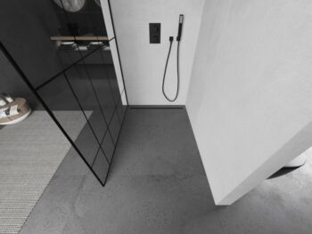 MEXEN/S - KIOTO Sprchová zástena WALK-IN 70x200 cm 8 mm, čierna, čierny vzor 2 800-070-101-70-78