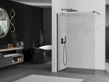 MEXEN/S - KIOTO Sprchová zástena WALK-IN 70x200 cm 8 mm, čierna, transparent 800-070-101-70-00