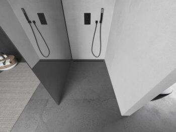 MEXEN/S - KIOTO Sprchová zástena WALK-IN 70x200 cm 8 mm, čierna, zrkadlové sklo 800-070-101-70-50