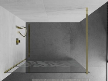 MEXEN/S - KIOTO Sprchová zástena WALK-IN 70x200 cm 8 mm, zlatá, biely vzor 800-070-101-50-85
