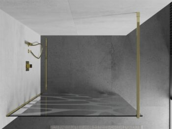 MEXEN/S - KIOTO Sprchová zástena WALK-IN 70x200 cm 8 mm, zlatá, biely vzor 800-070-101-50-97