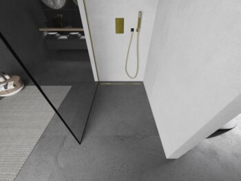 MEXEN/S - KIOTO Sprchová zástena WALK-IN 70x200 cm 8 mm, zlatá, čierny profil 800-070-101-50-70