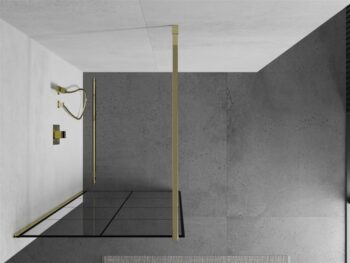 MEXEN/S - KIOTO Sprchová zástena WALK-IN 70x200 cm 8 mm, zlatá, čierny vzor 1 800-070-101-50-77