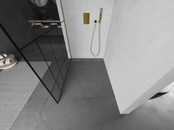 MEXEN/S - KIOTO Sprchová zástena WALK-IN 70x200 cm 8 mm, zlatá čierny vzor 2 800-070-101-50-78