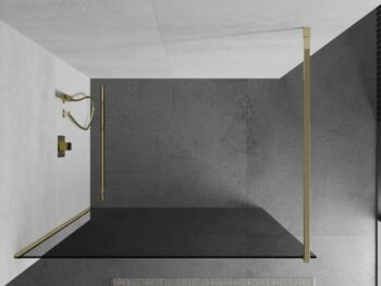 MEXEN/S - KIOTO Sprchová zástena WALK-IN 70x200 cm 8 mm, zlatá, dymové sklo 800-070-101-50-40