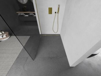 MEXEN/S - KIOTO Sprchová zástena WALK-IN 70x200 cm 8 mm, zlatá, transparent 800-070-101-50-00