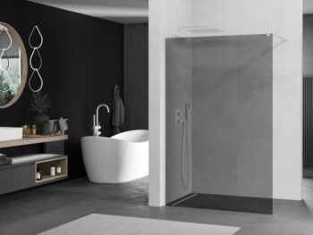 MEXEN/S - KIOTO Sprchová zástena WALK-IN 80 x 200, grafit 8 mm, biela 800-080-101-20-40