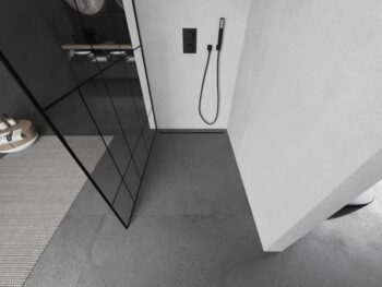 MEXEN/S - KIOTO Sprchová zástena WALK-IN 80x200 cm 8 mm, čierna, čierny vzor 2 800-080-101-70-78