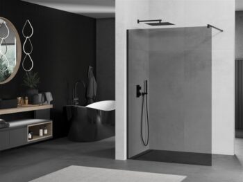 MEXEN/S - KIOTO Sprchová zástena WALK-IN 80x200 cm 8 mm, čierna, dymové sklo 800-080-101-70-40