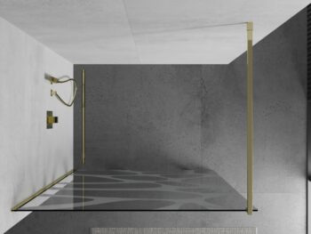 MEXEN/S - KIOTO Sprchová zástena WALK-IN 80x200 cm 8 mm, zlatá, biely vzor 800-080-101-50-97