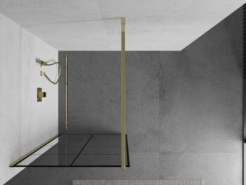 MEXEN/S - KIOTO Sprchová zástena WALK-IN 80x200 cm 8 mm, zlatá, čierny vzor 1 800-080-101-50-77