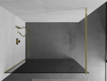 MEXEN/S - KIOTO Sprchová zástena WALK-IN 80x200 cm 8 mm, zlatá, dymové sklo 800-080-101-50-40