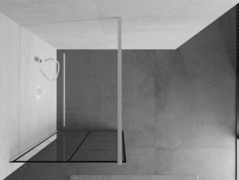 MEXEN/S - KIOTO Sprchová zástena WALK-IN 90 x 200, transparent/čierny vzor 8 mm, biela 800-090-101-20-77