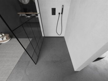 MEXEN/S - KIOTO Sprchová zástena WALK-IN 90x200 cm 8 mm, čierna, čierny vzor 2 800-090-101-70-78