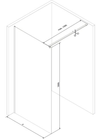 MEXEN/S - KIOTO Sprchová zástena WALK-IN 90x200 cm 8 mm, čierna, čierny vzor 2 800-090-101-70-78