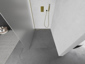 MEXEN/S - KIOTO Sprchová zástena WALK-IN 90x200 cm 8 mm, zlatá, matné sklo 800-090-101-50-30