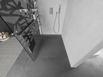 MEXEN/S - KIOTO Sprchová zástena WALK-IN s poličkou a držiakom uterákov 110 x 200, transparent/biely dekor 8 mm, chróm 800-110-121-01-85