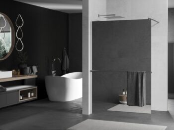 MEXEN/S - KIOTO Sprchová zástena WALK-IN s poličkou a držiakom uterákov 110 x 200, zrkadlové 8 mm, chróm 800-110-121-01-50