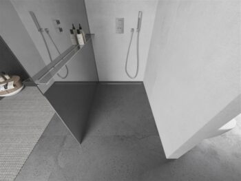MEXEN/S - KIOTO Sprchová zástena WALK-IN s poličkou a držiakom uterákov 110 x 200, zrkadlové 8 mm, chróm 800-110-121-01-50