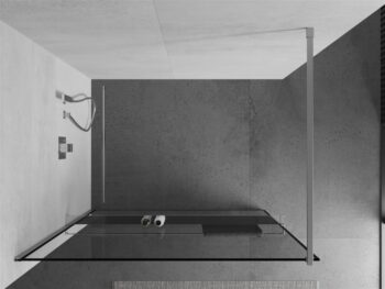 MEXEN/S - KIOTO Sprchová zástena WALK-IN s poličkou a držiakom uterákov 120 x 200, transparent/čierna 8 mm, chróm 800-120-121-01-70