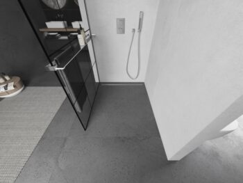 MEXEN/S - KIOTO Sprchová zástena WALK-IN s poličkou a držiakom uterákov 120 x 200, transparent/čierna 8 mm, chróm 800-120-121-01-77