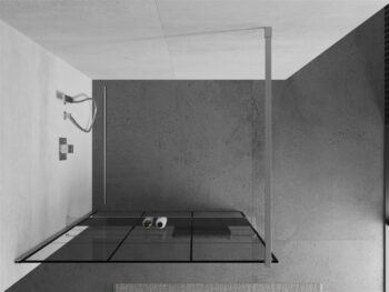 MEXEN/S - KIOTO Sprchová zástena WALK-IN s poličkou a držiakom uterákov 120 x 200, transparent/čierna 8 mm, chróm 800-120-121-01-77