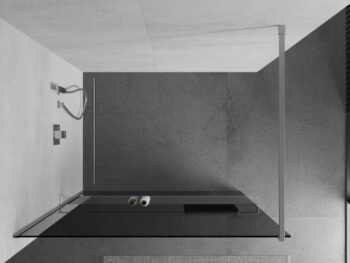 MEXEN/S - KIOTO Sprchová zástena WALK-IN s poličkou a držiakom uterákov 80 x 200, grafit 8 mm, chróm 800-080-121-01-40