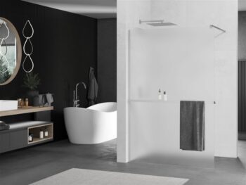 MEXEN/S - KIOTO Sprchová zástena WALK-IN s poličkou a držiakom uterákov 80 x 200, matné sklo 8 mm, chróm 800-080-121-01-30