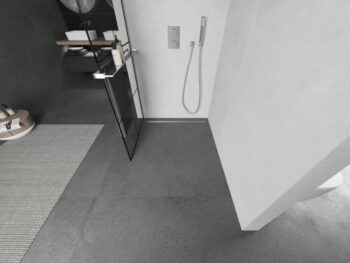 MEXEN/S - KIOTO Sprchová zástena WALK-IN s poličkou a držiakom uterákov 80 x 200, transparent/čierna 8 mm, chróm 800-080-121-01-77