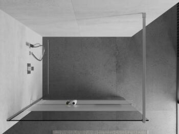 MEXEN/S - KIOTO Sprchová zástena WALK-IN s poličkou a držiakom uterákov 80 x 200, transparent/matné sklo 8 mm, chróm 800-080-121-01-35