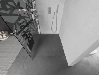 MEXEN/S - KIOTO Sprchová zástena WALK-IN s poličkou a držiakom uterákov 90 x 200, transparent/biely dekor 8 mm, chróm 800-090-121-01-85