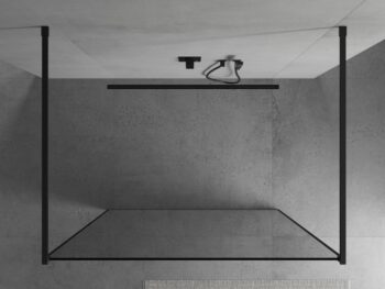 MEXEN/S - KIOTO Sprchová zástena WALK-IN voľne stojaca 110 x 200, transparent/čierna vzor 8 mm, čierna 800-110-002-70-70