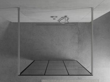MEXEN/S - KIOTO samostatne stojaca sprchová zástena 100 x 200, transparent/čierna vzor 8 mm, chróm 800-100-002-01-77