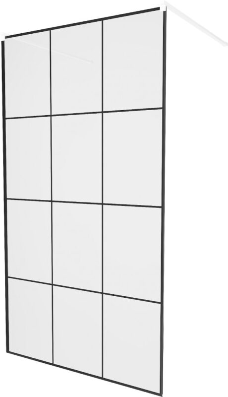 MEXEN/S - KIOTO samostatne stojaca sprchová zástena 110 x 200, transparent/čierny vzor 8 mm, biela 800-110-002-20-77 MEXEN/S - KIOTO samostatne stojaca sprchová zástena 110 x 200, transparent/čierny vzor 8 mm, biela 800-110-002-20-77