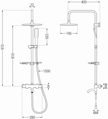 MEXEN/S - KT67 vaňový stĺp s termostatickou batériou, chróm / biela 779006793-00