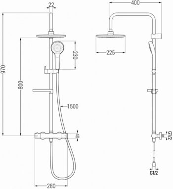 MEXEN/S - KX05 sprchový stĺp s termostatickou batériou, zlato / biela 771500591-50
