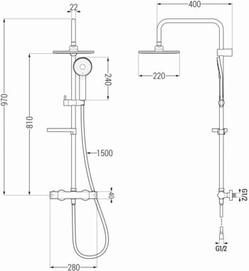 MEXEN/S - KX40 sprchový stĺp s termostatickou batériou zlato 771504091-50