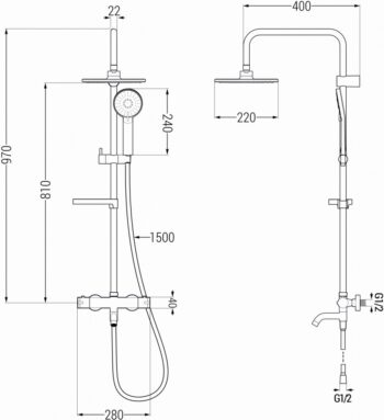 MEXEN/S - KX40 vaňový stĺp s termostatickou batériou, chróm 779004091-00