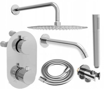 MEXEN/S - Kai DR70 podomietkový vaňový SET s výtokovou hubicou + slim sprcha 30, chróm 77602DR70301-00