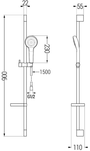 MEXEN/S - Kama DS05 Set umývadlové a vaňové batérie s príslušenstvom, chróm 72513DS05-00